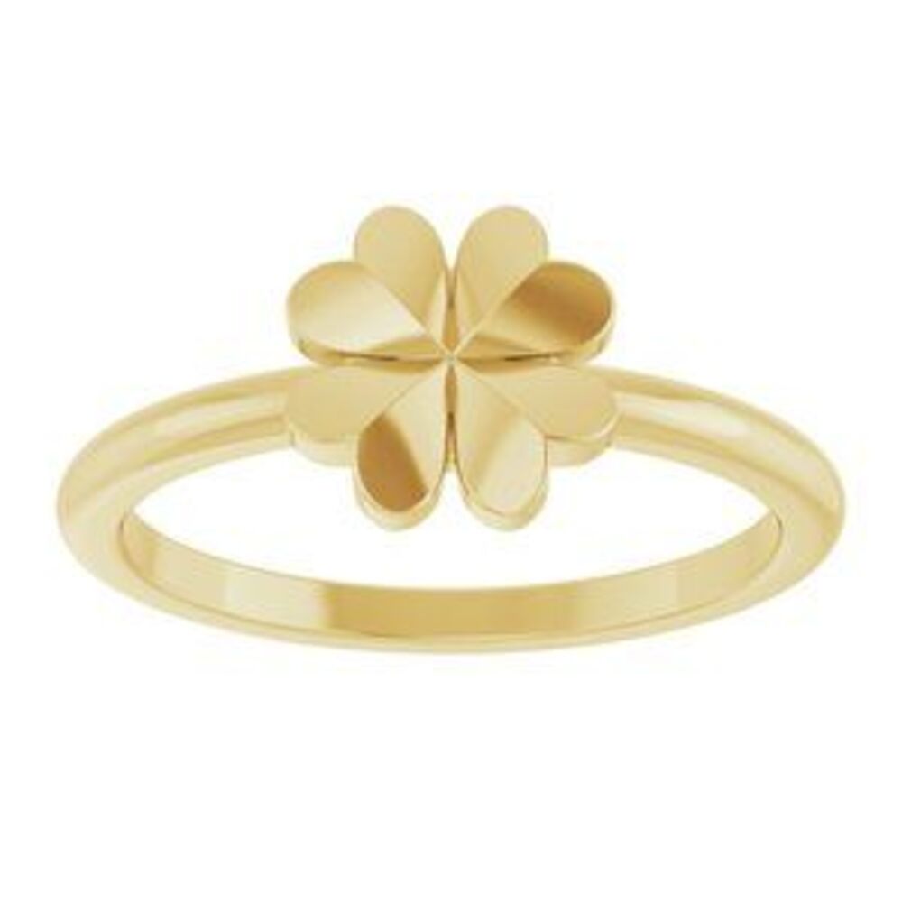 14k Yellow Four-Leaf Clover Stackable Ring - image 3